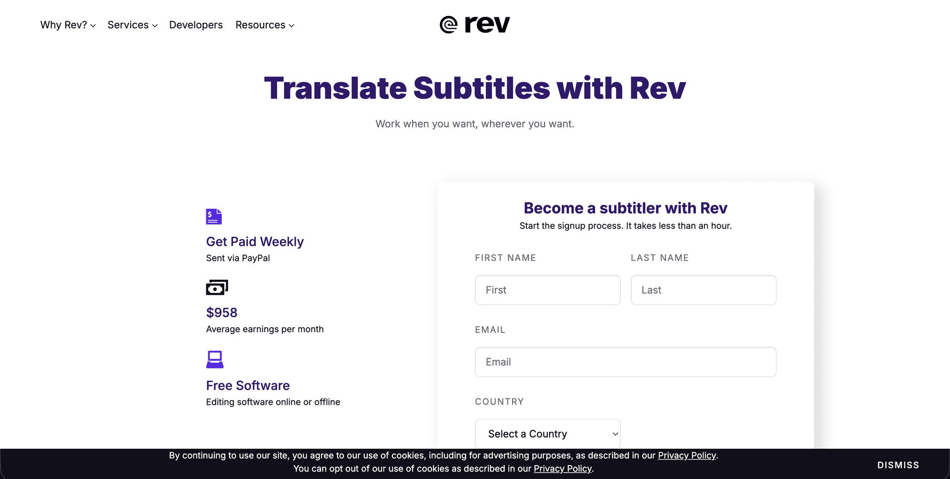 Rev free SRT generator