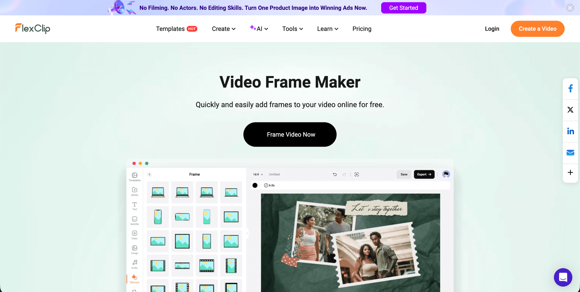 FlexClip free video cropper