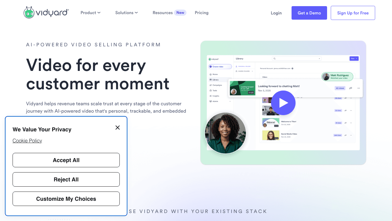 Vidyard video for sales
