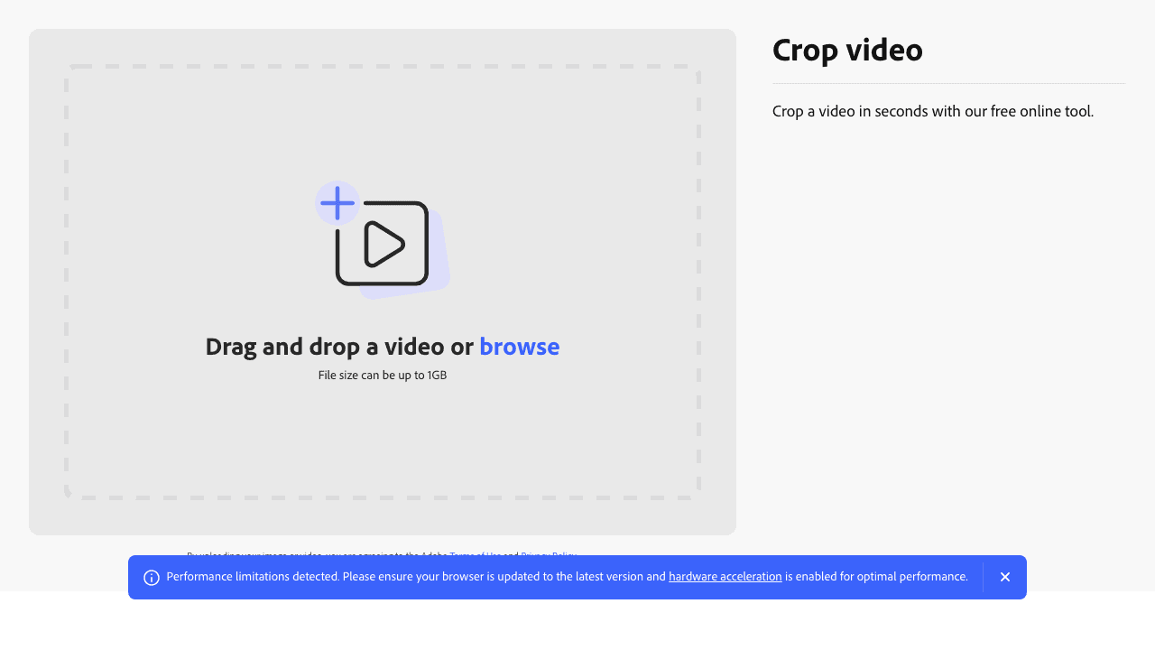 Adobe Express video cropper
