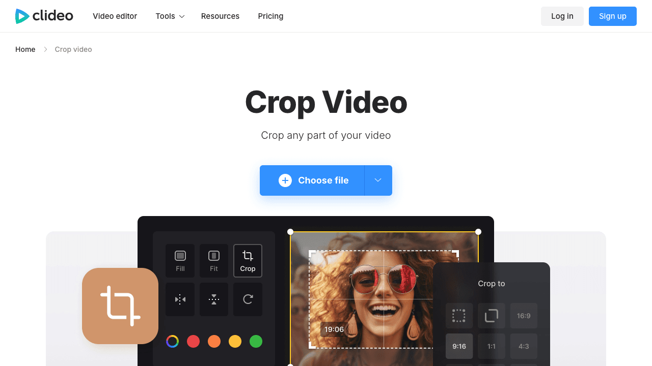 Clideo free video cropper