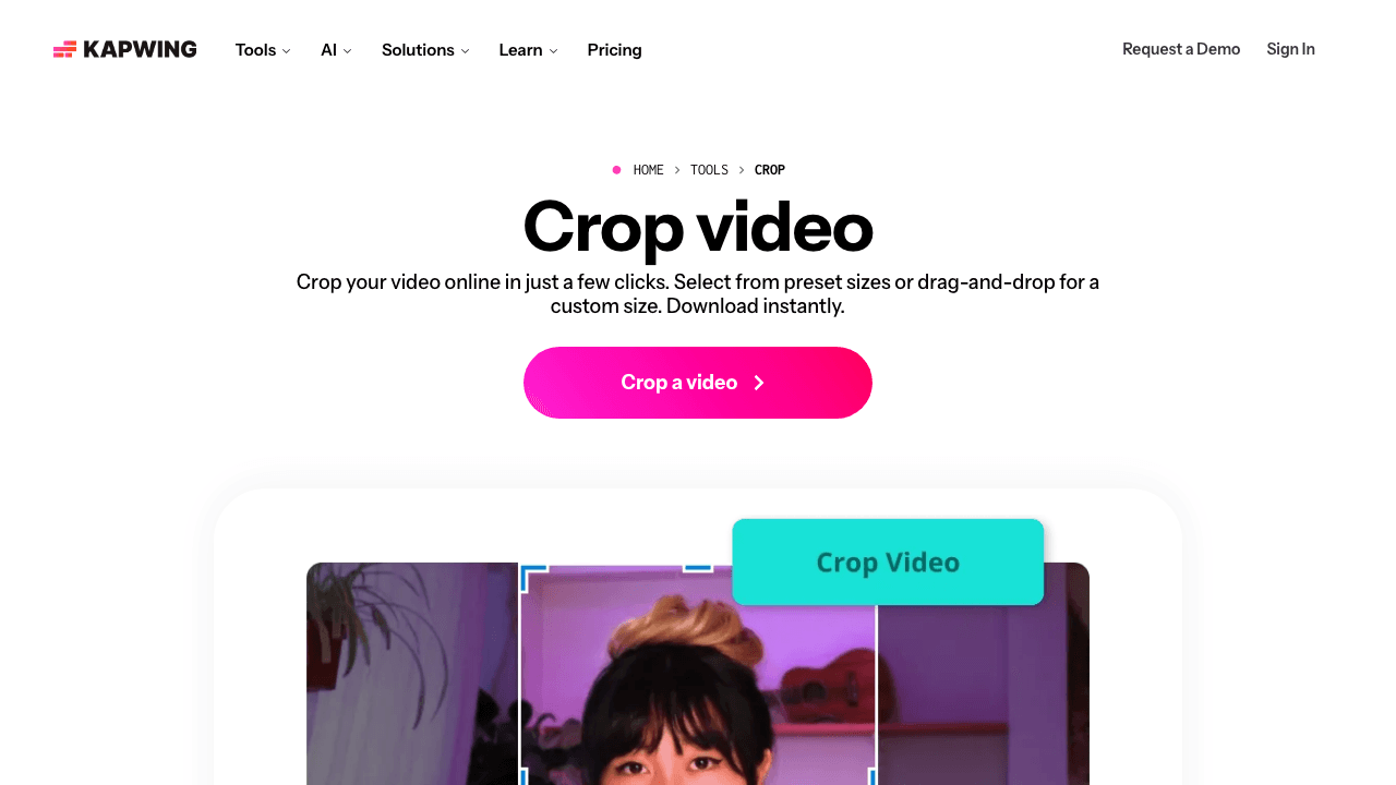 Kapwing free video cropper
