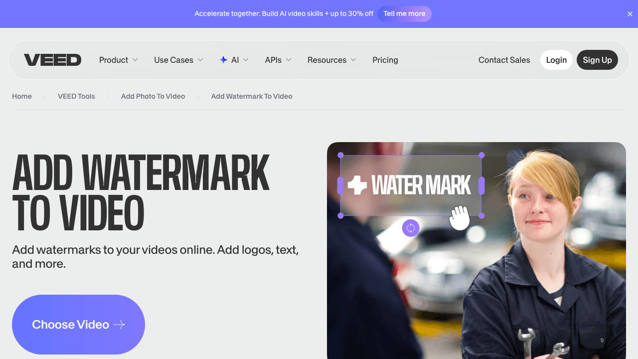 VEED add watermark to video