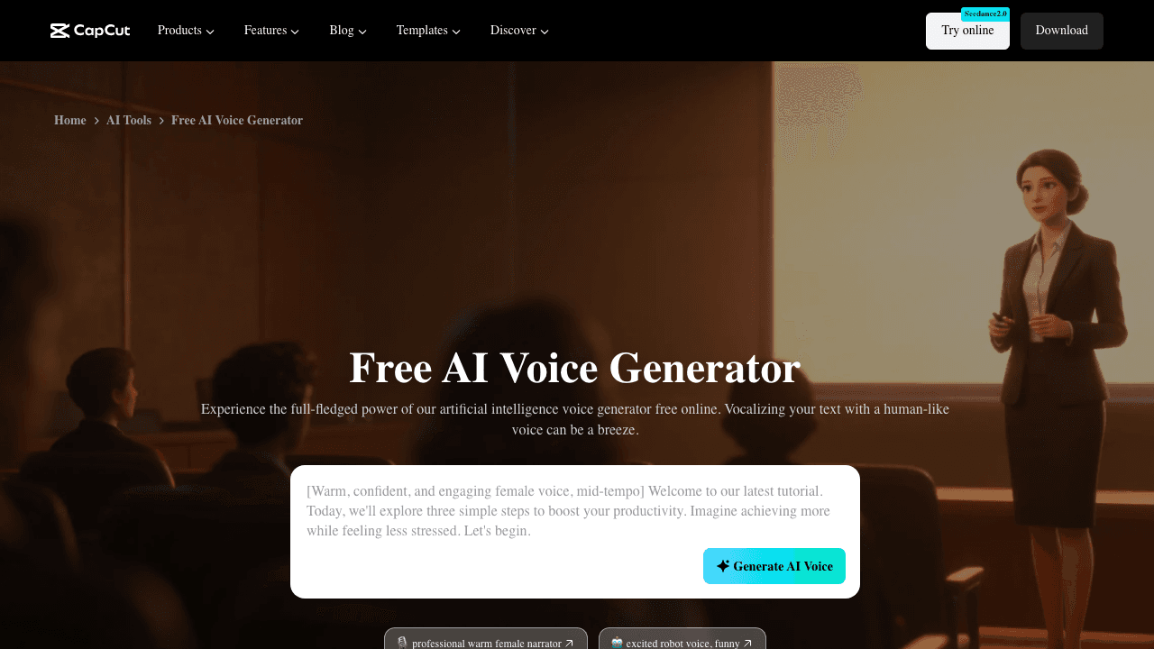 CapCut AI voice generator