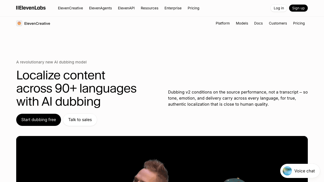 ElevenLabs Dubbing Studio page