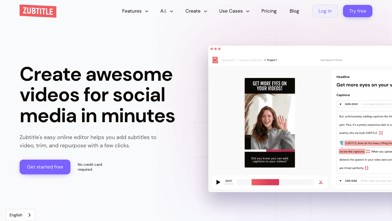 Zubtitle social captions