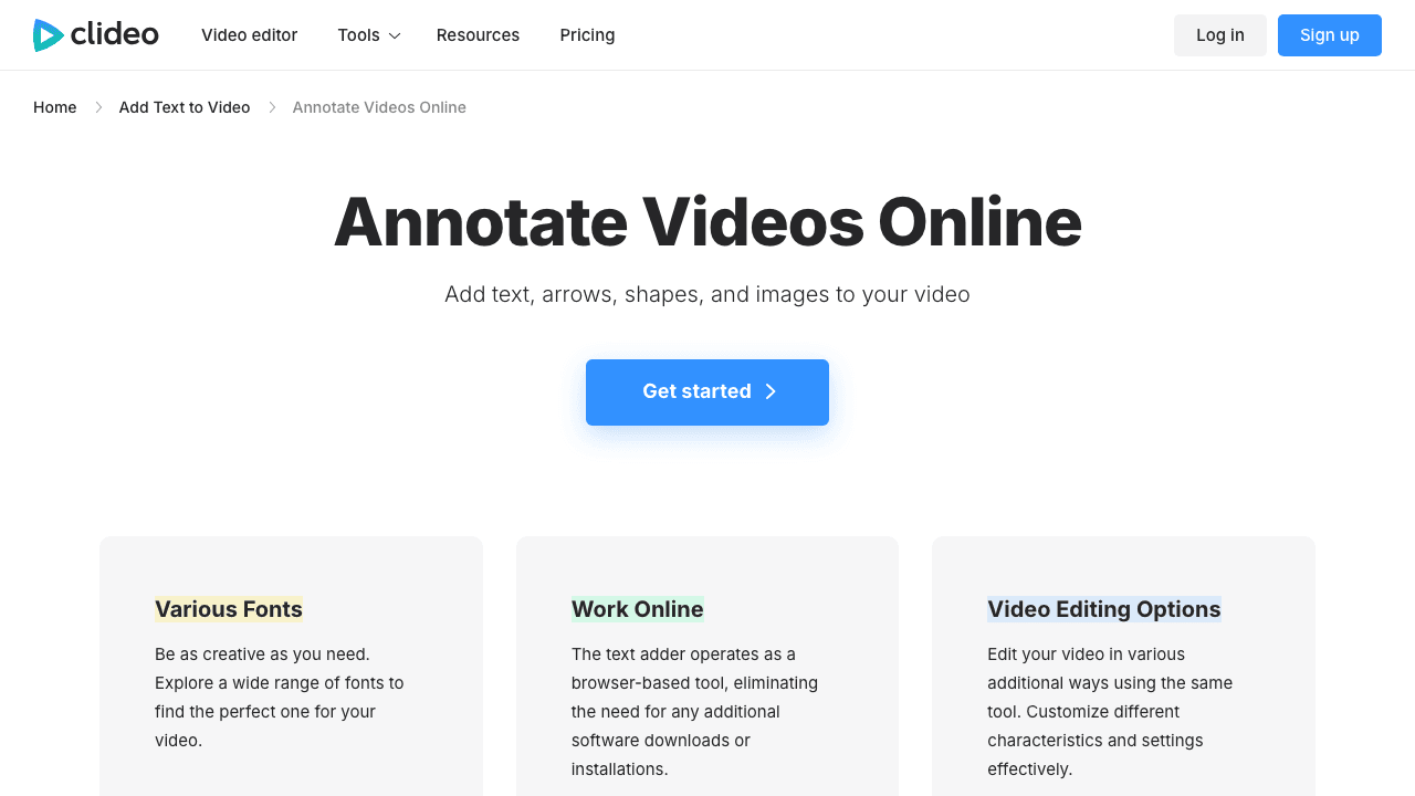 Clideo annotate videos online