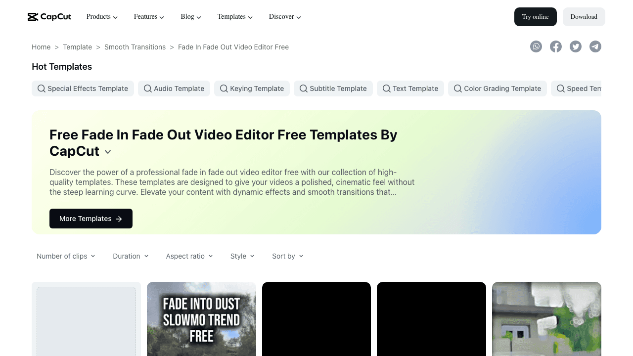 CapCut video fade editor