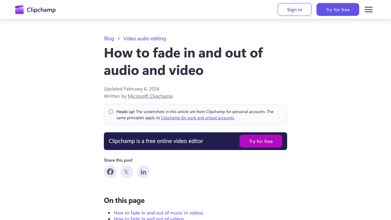 Clipchamp video fade feature