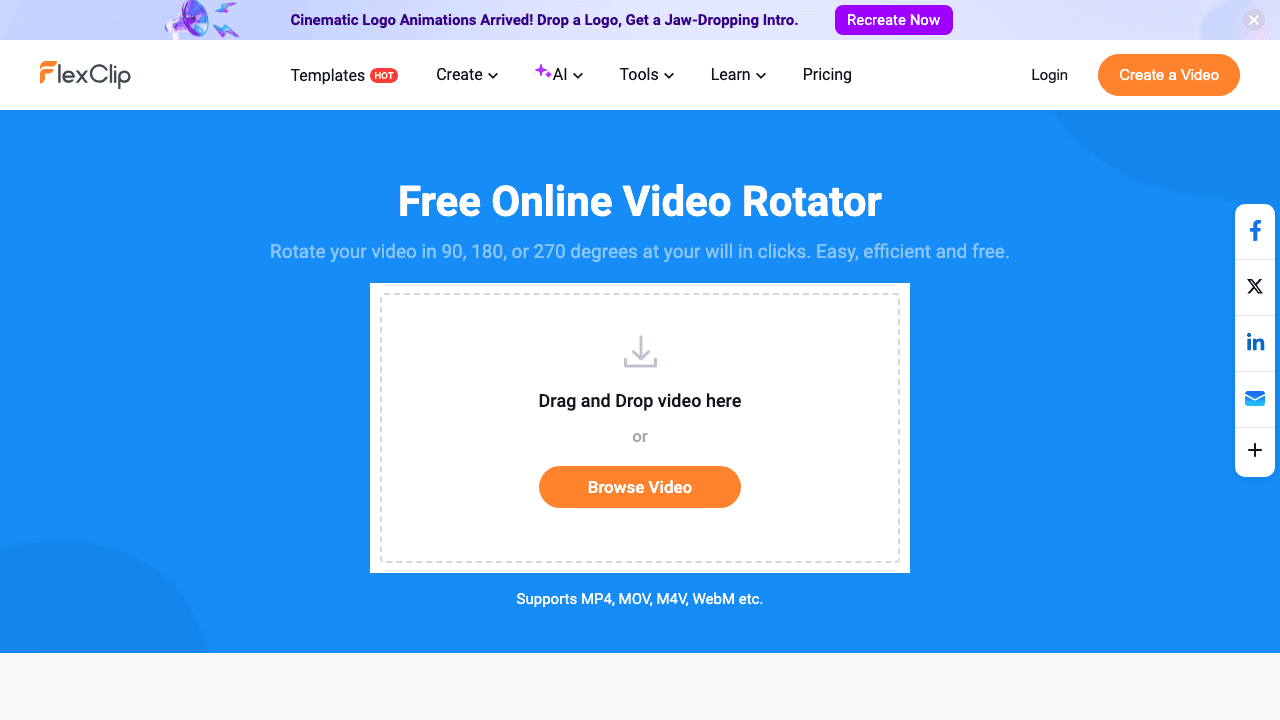 FlexClip video rotator