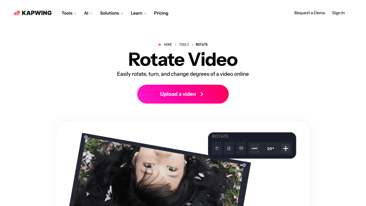 Kapwing video rotation tool
