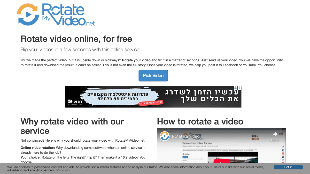 RotateMyVideo simple interface