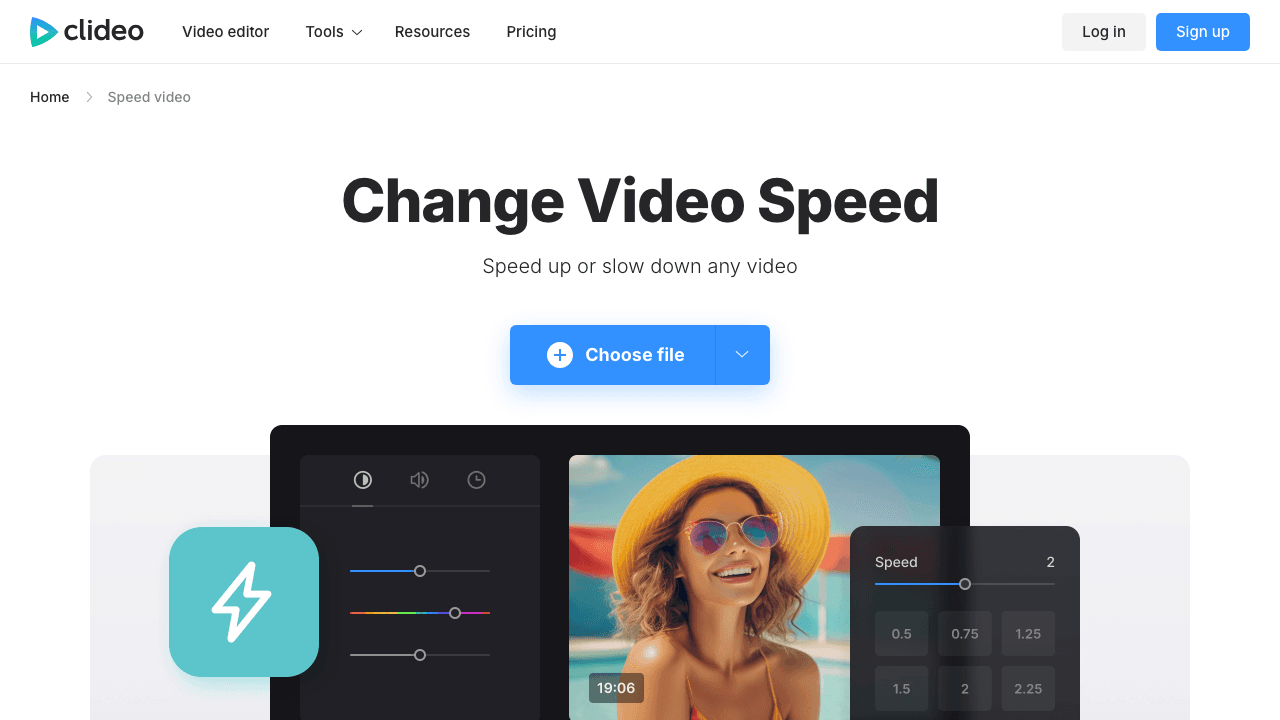 Clideo change video speed