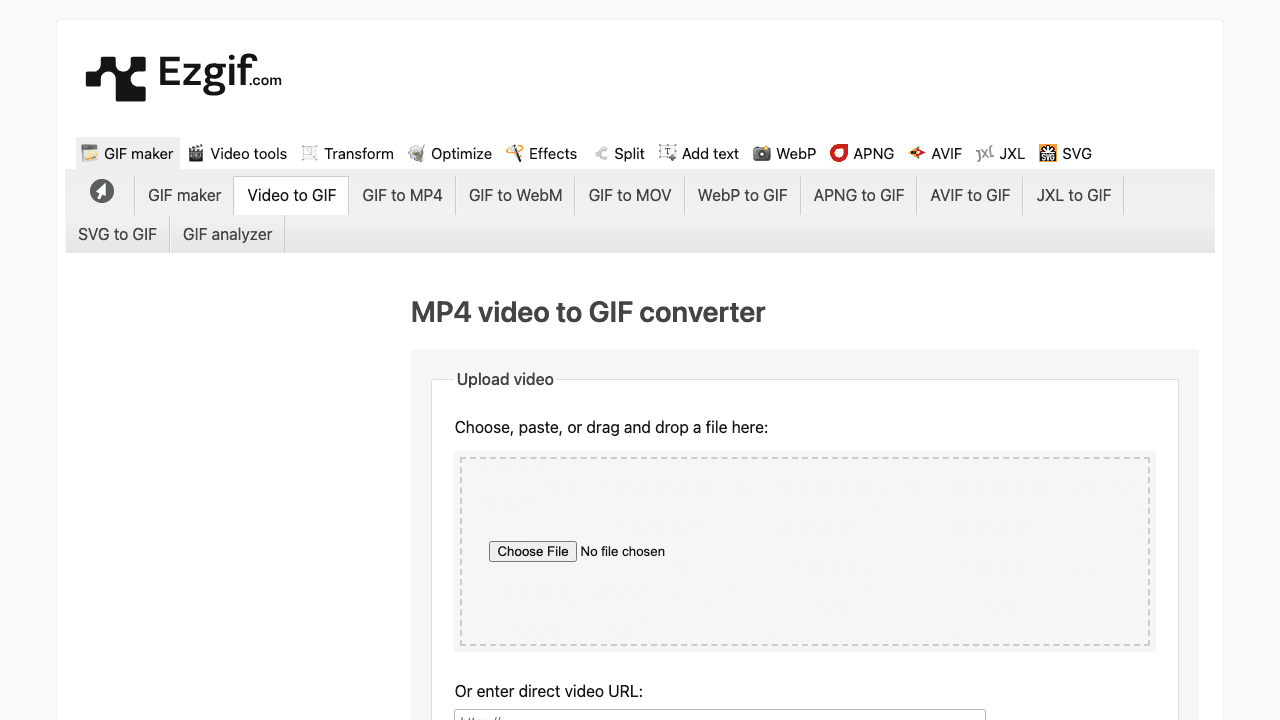 Ezgif video to GIF converter