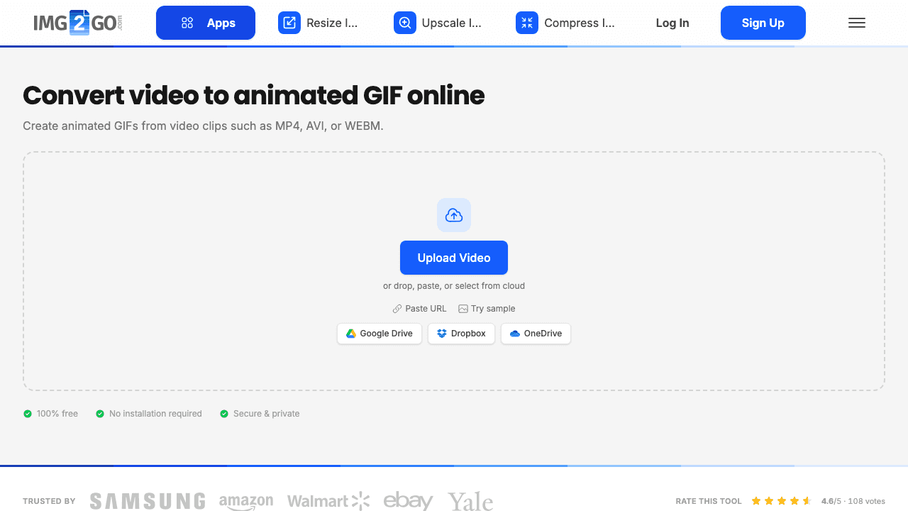 IMG2GO video to GIF converter