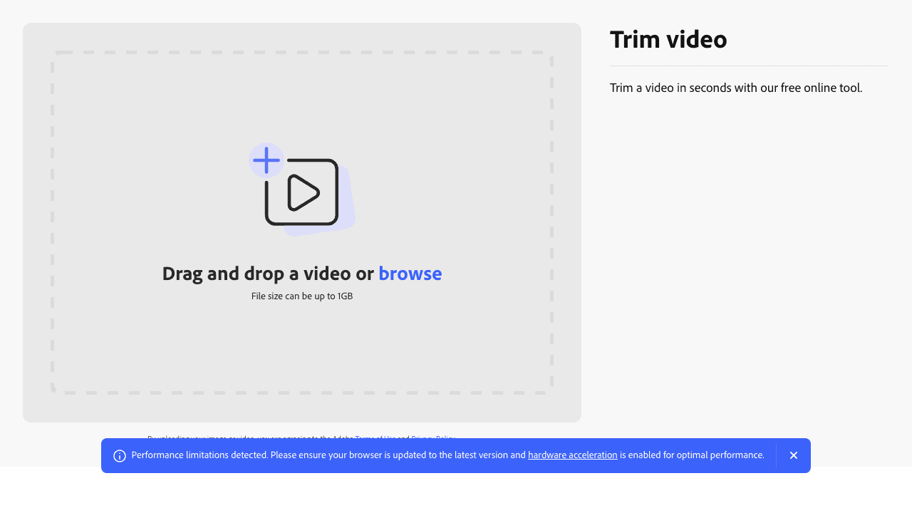 Adobe Express video trimmer