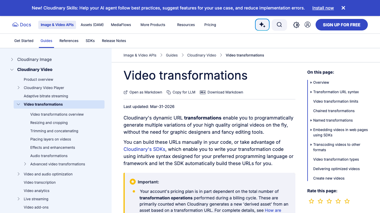 Cloudinary video transformations