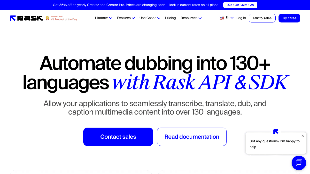 Rask AI video translation and dubbing API