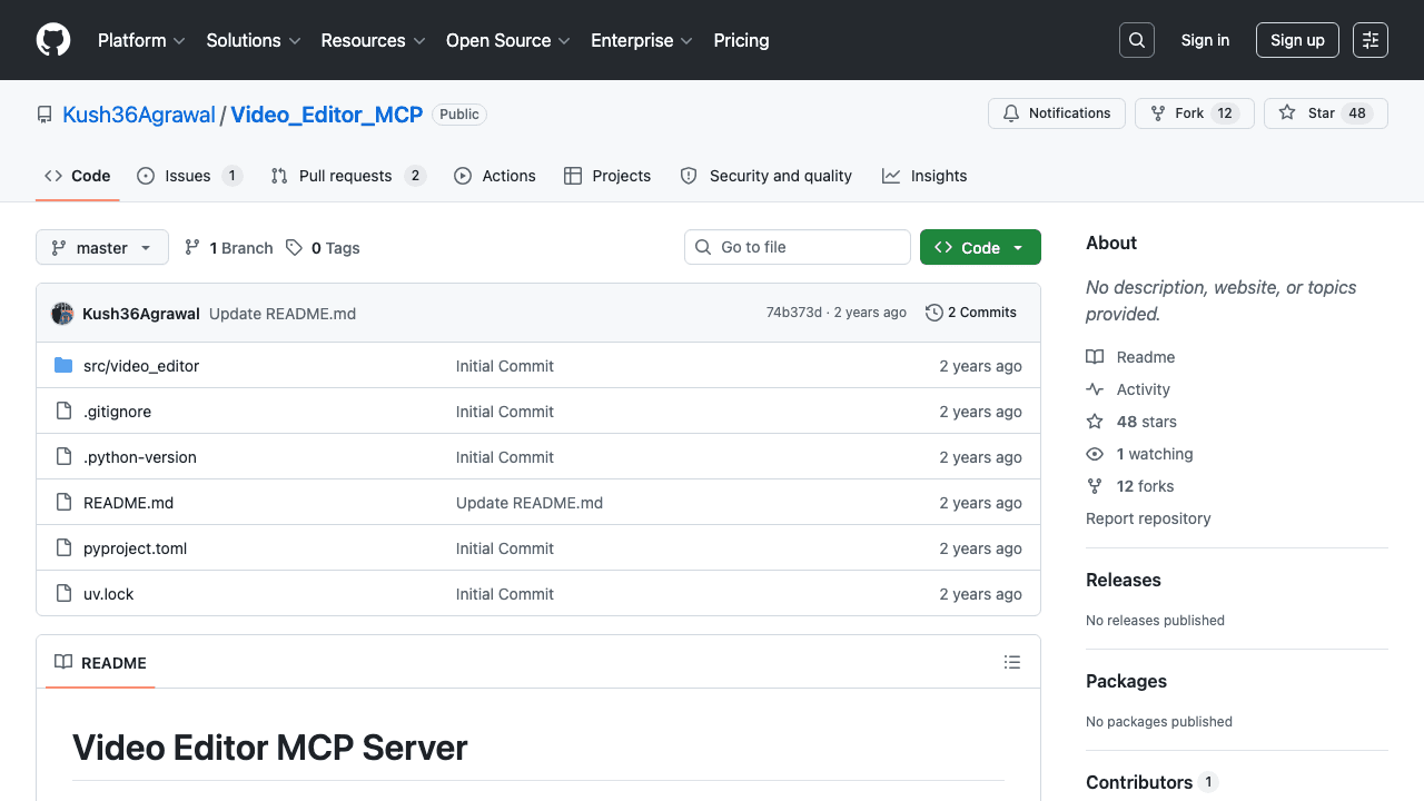 Video Editor MCP by Kush36Agrawal