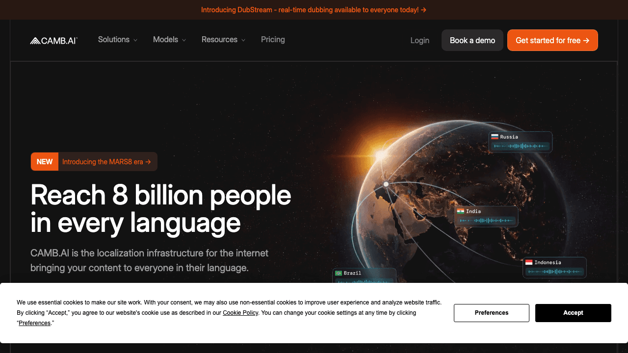 CAMB.AI homepage