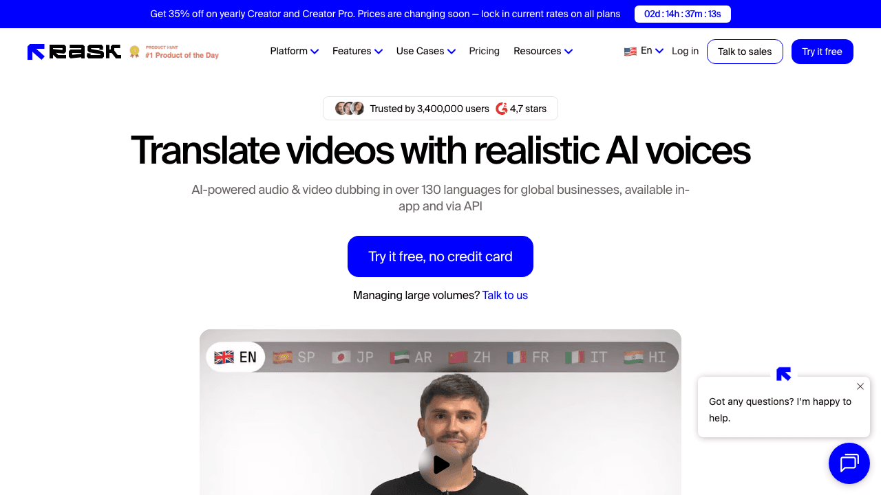 Rask AI homepage