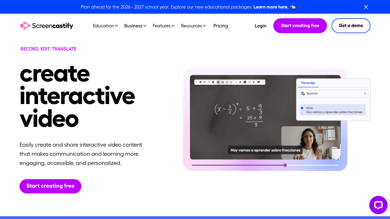 Screencastify homepage