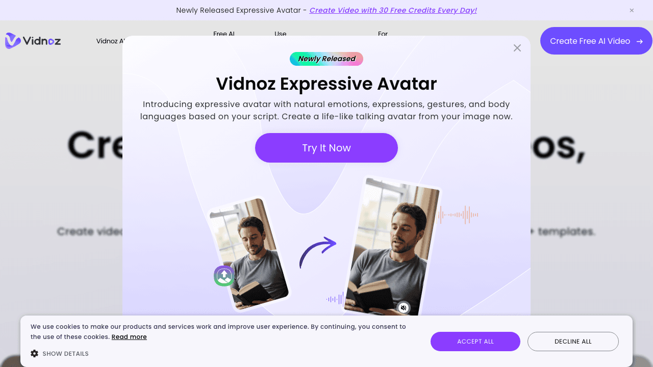 Vidnoz free AI video generator