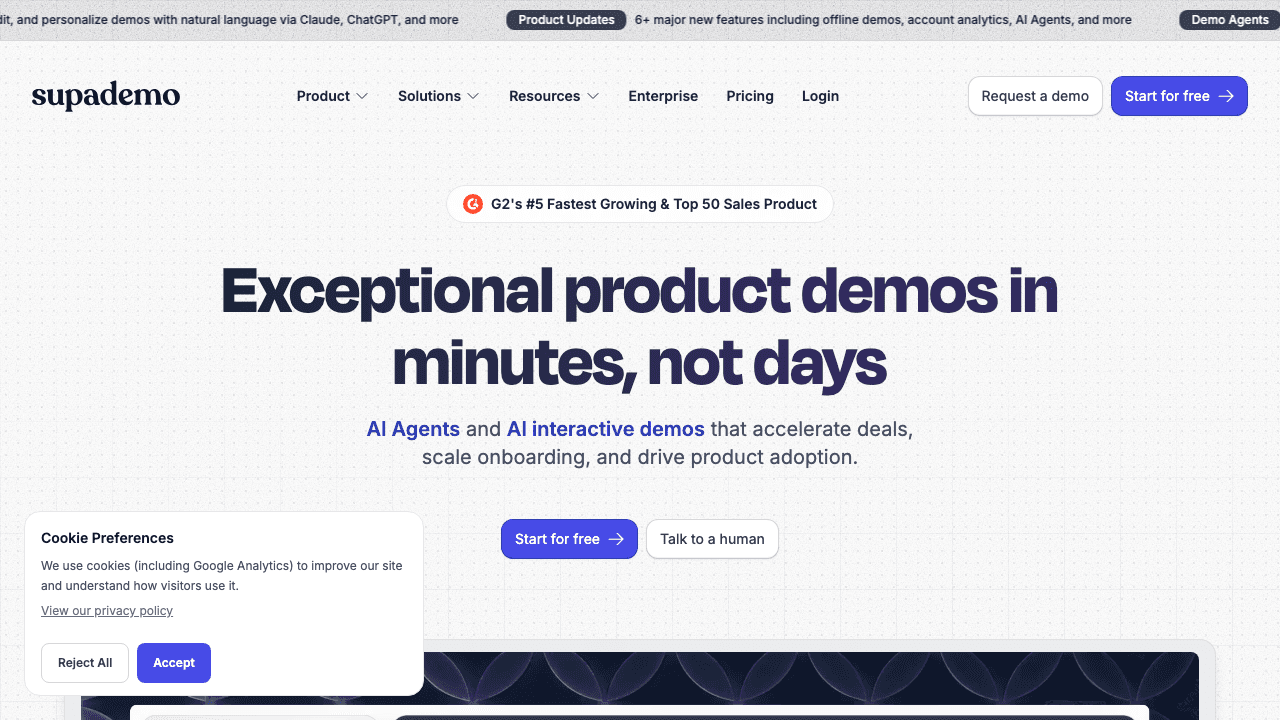 Supademo homepage for interactive product demos