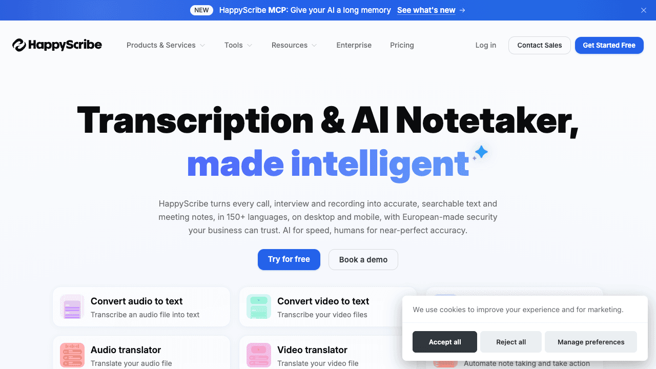 Happy Scribe subtitle translator