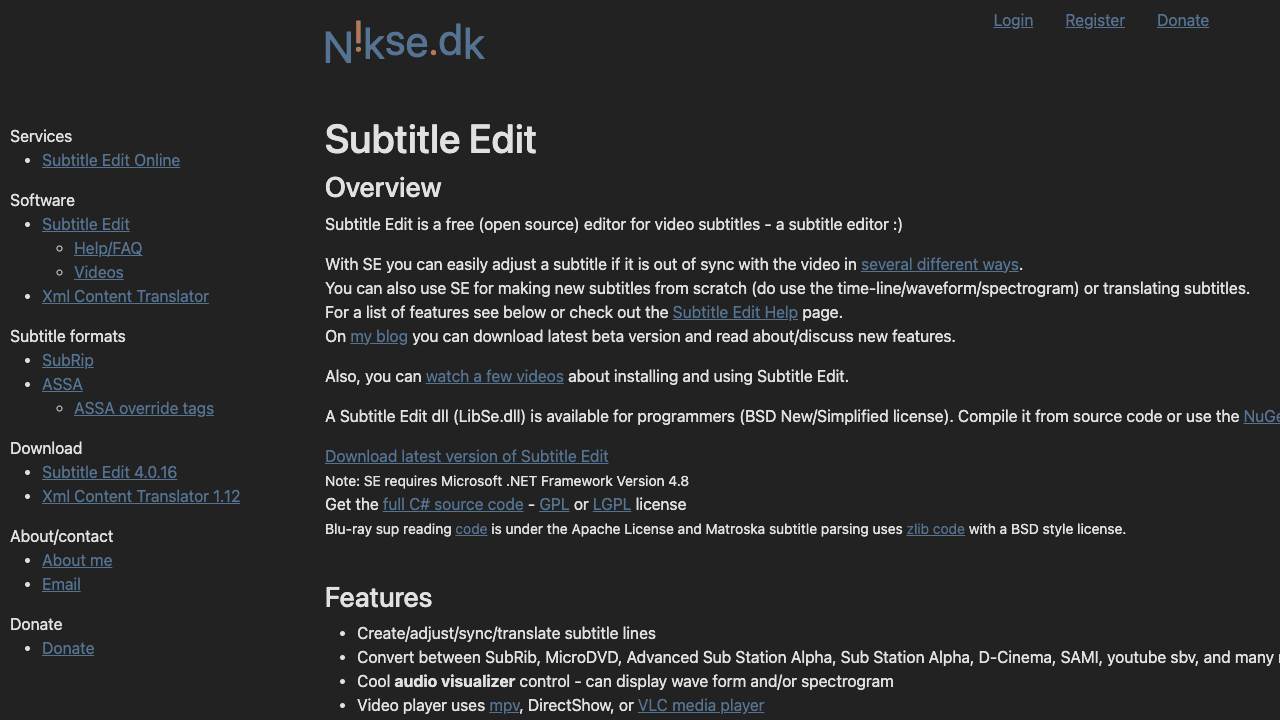 Subtitle Edit desktop SRT editor