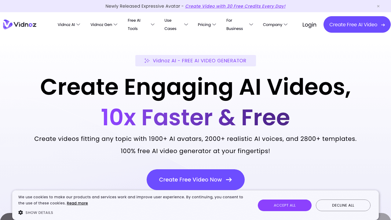 Vidnoz AI free PDF to video tool