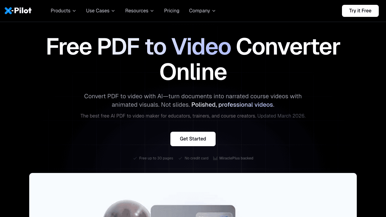 X-Pilot PDF to video for educational content