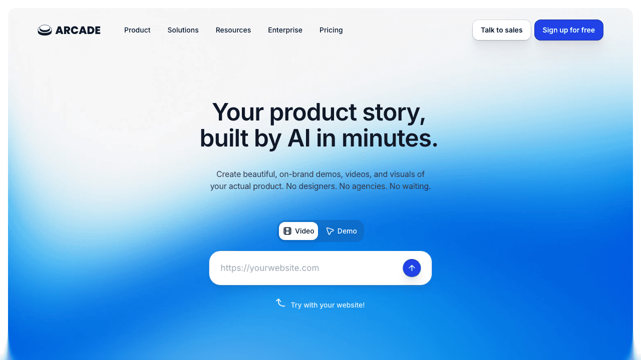 Arcade homepage
