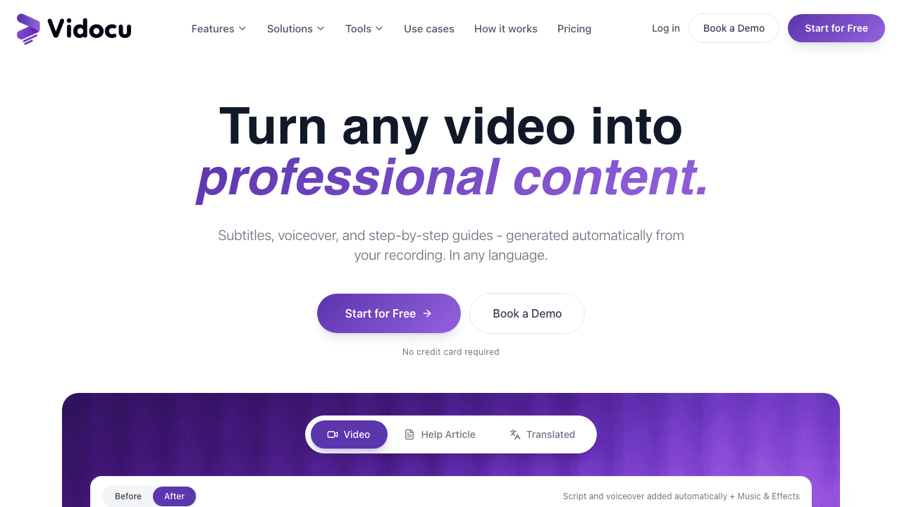 Vidocu homepage