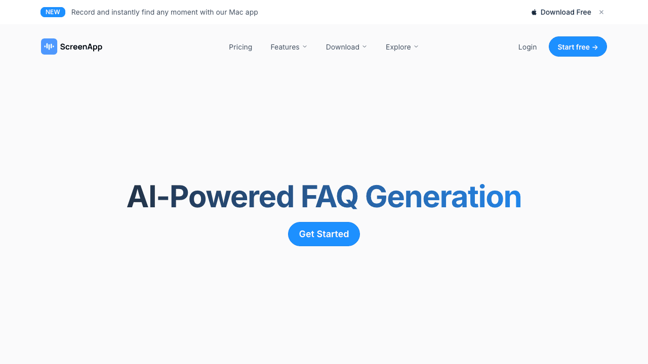 ScreenApp video FAQ generation