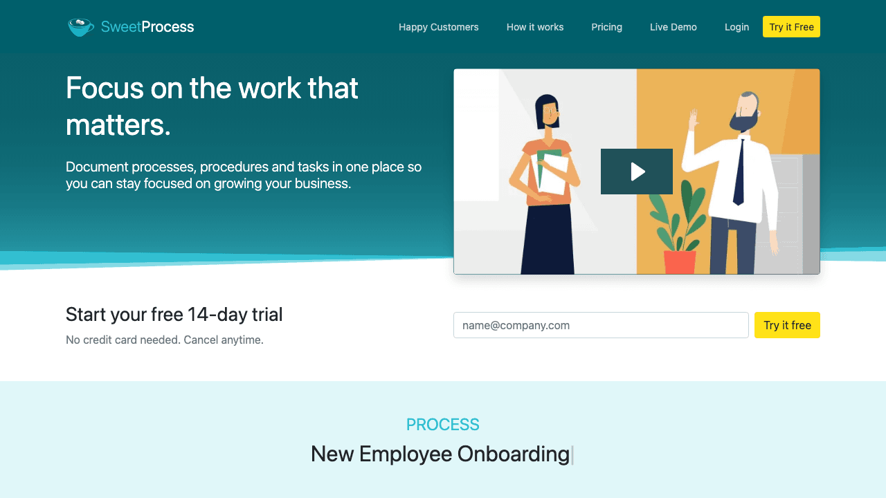 SweetProcess procedure and policy documentation software