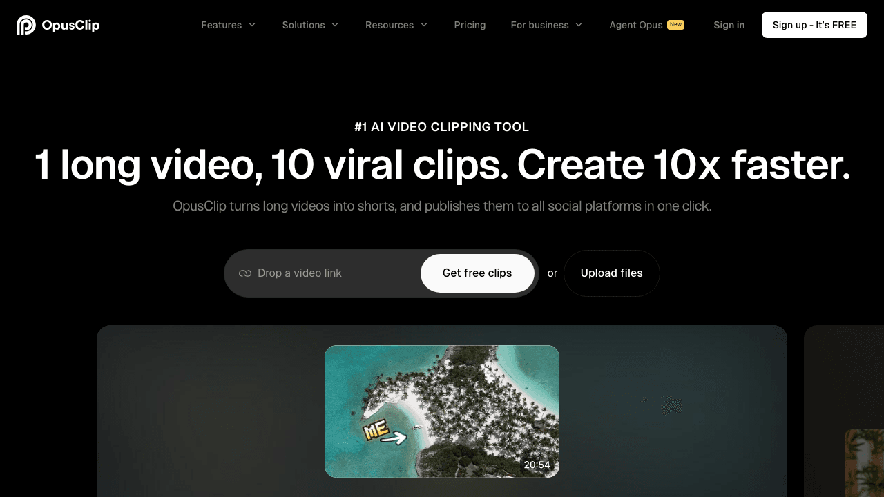 Opus Clip homepage