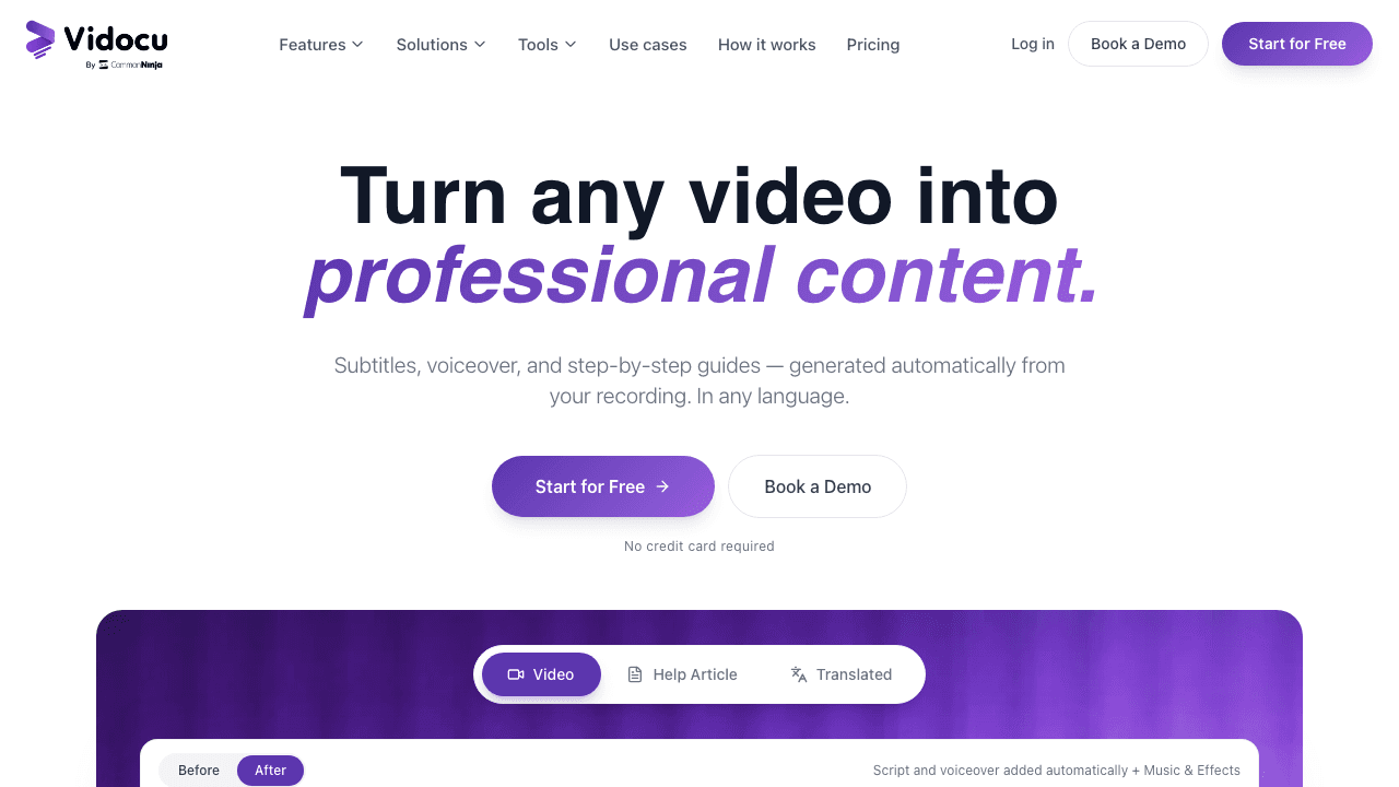 Vidocu homepage