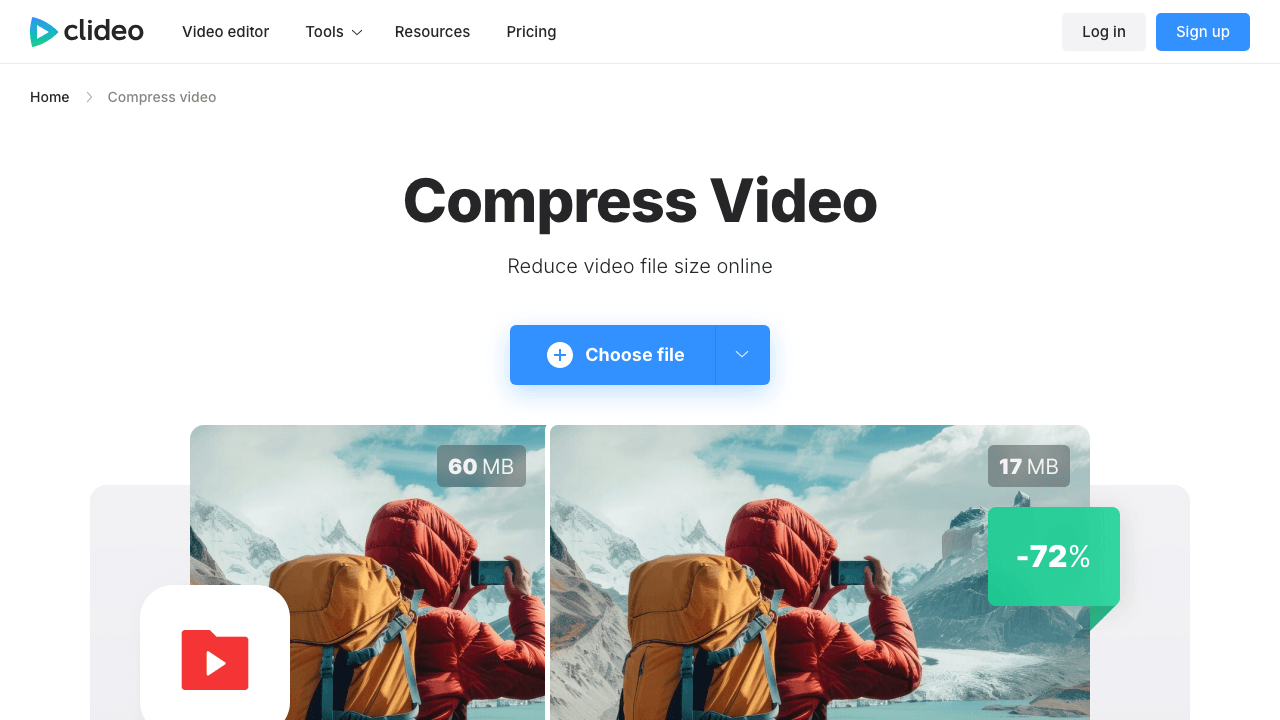 Clideo compress video