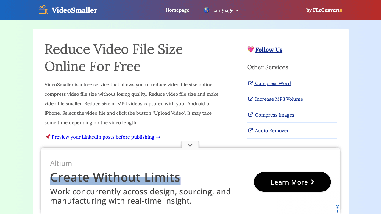 VideoSmaller reduce video file size