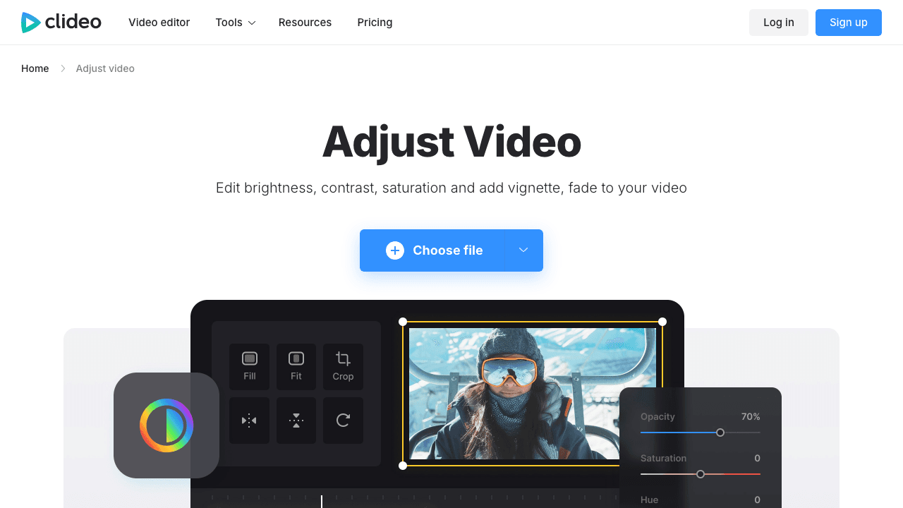 Clideo adjust video
