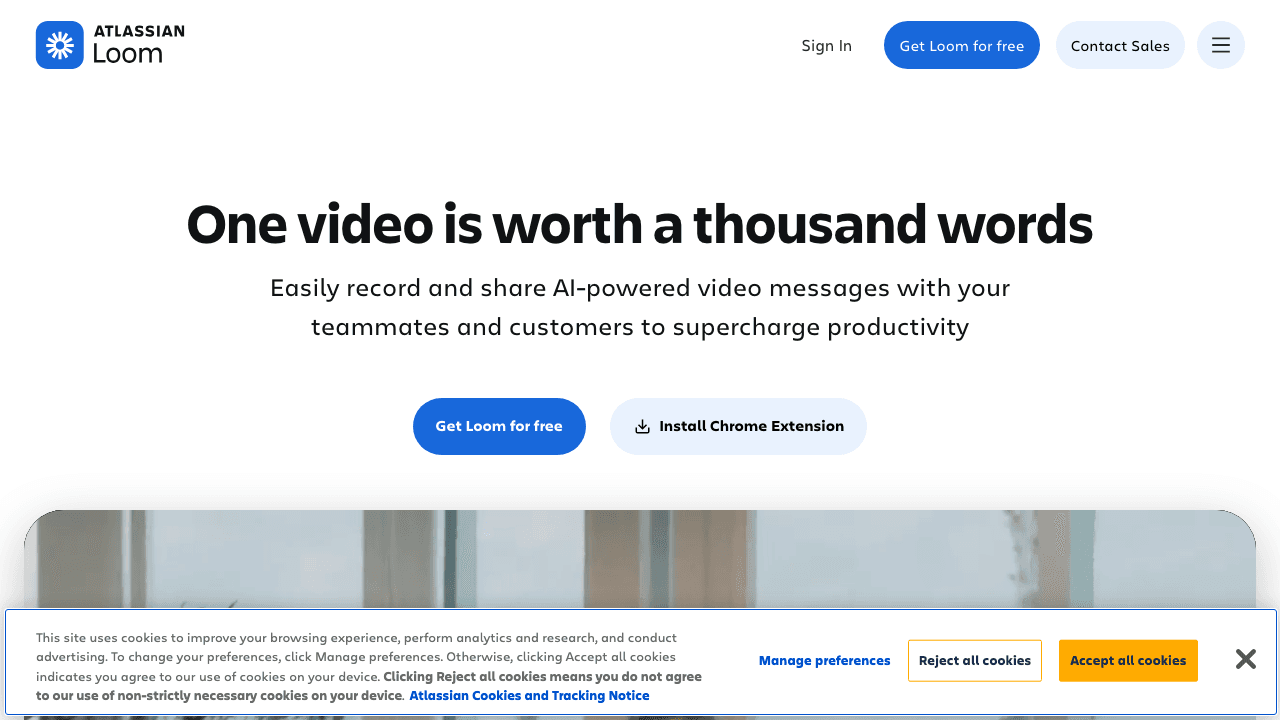 Loom homepage for async screen recording and video messaging