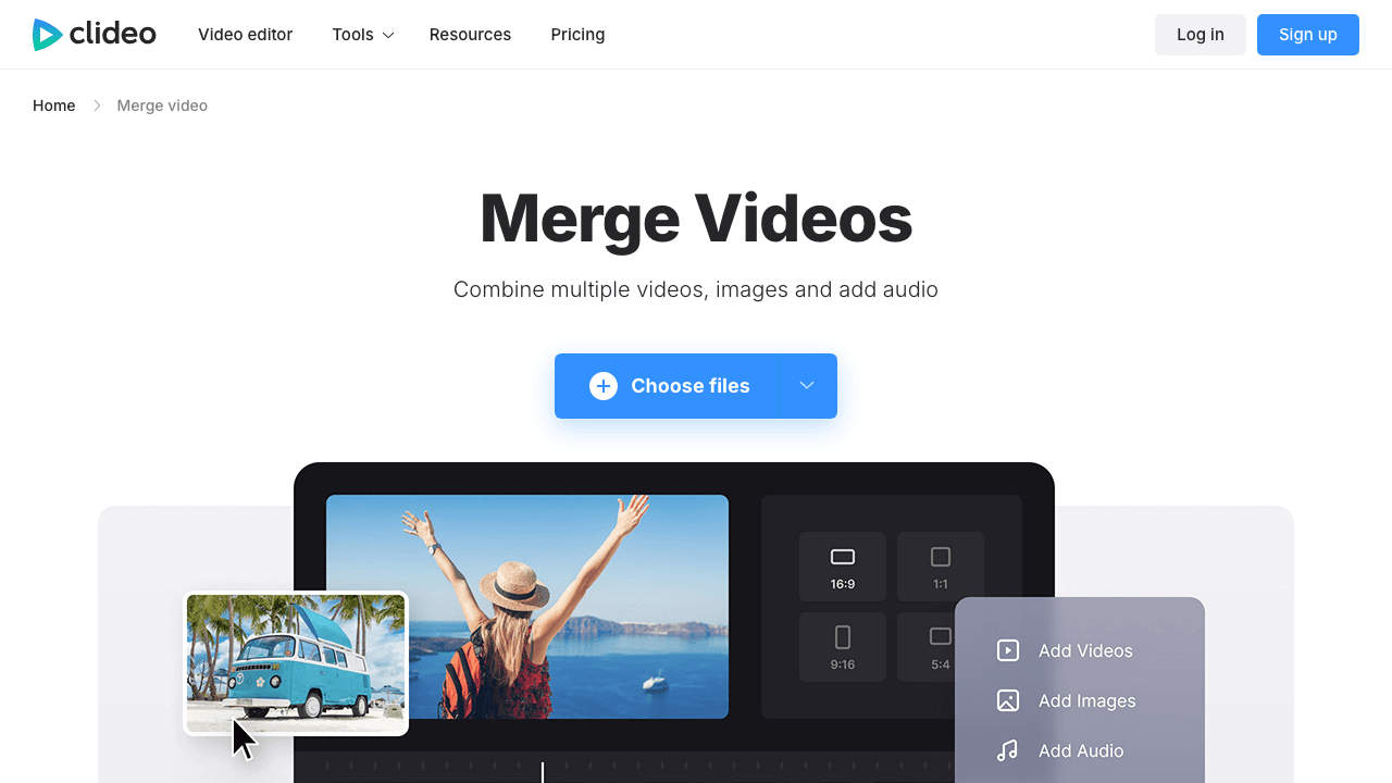 Clideo video merger