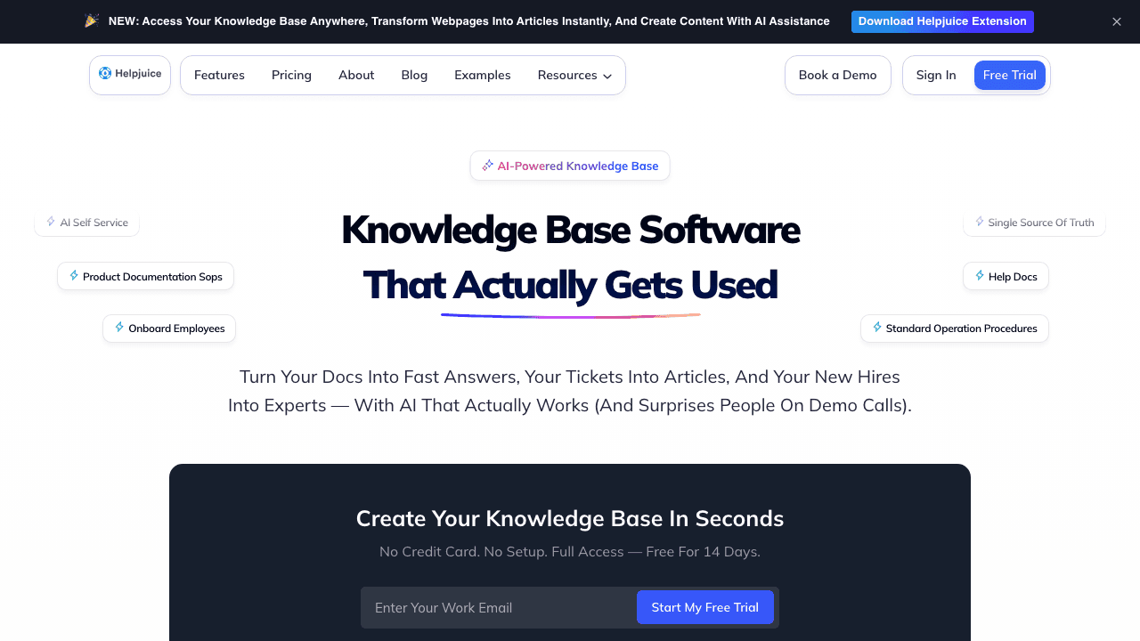Helpjuice knowledge base homepage