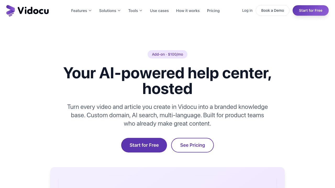 Vidocu Knowledge Center feature page