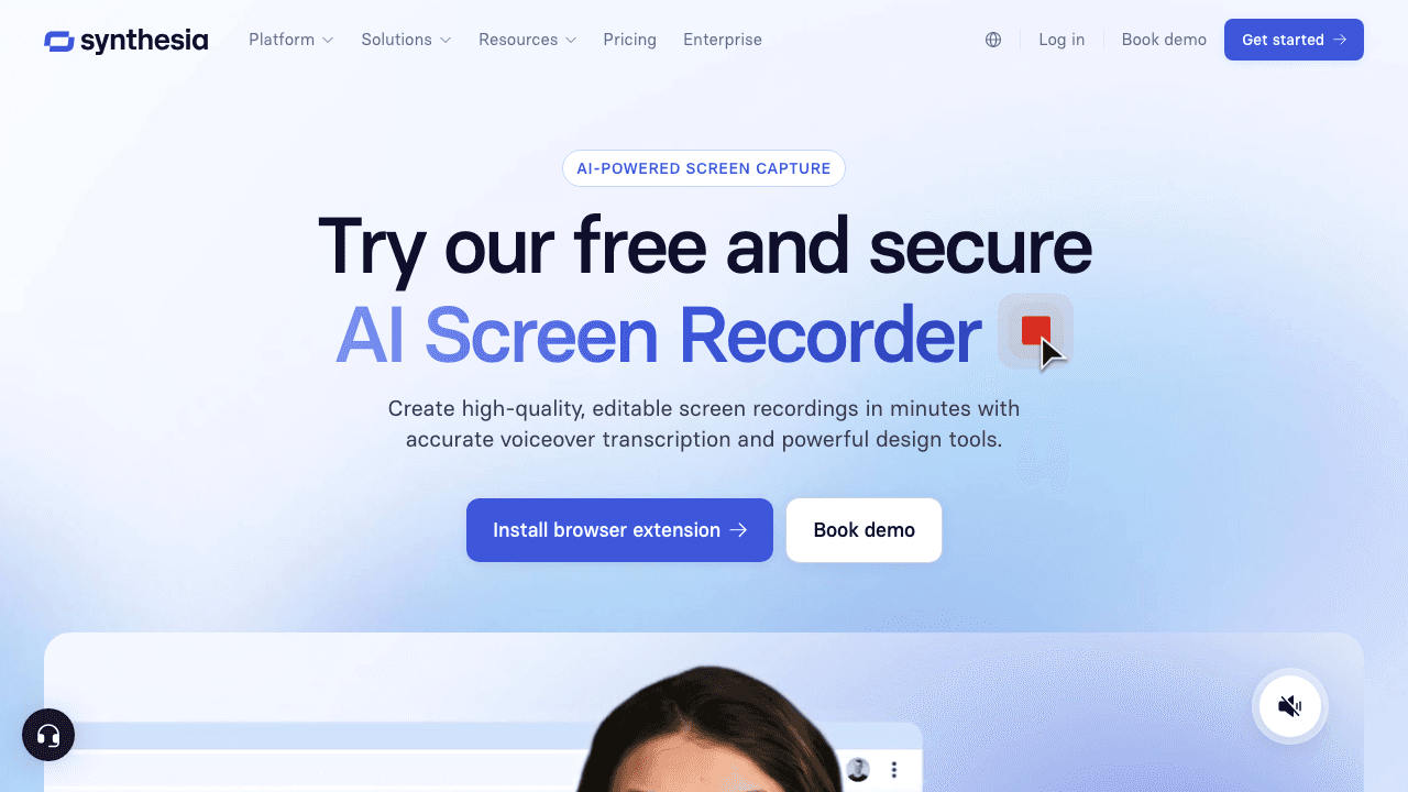 Synthesia AI screen recorder feature