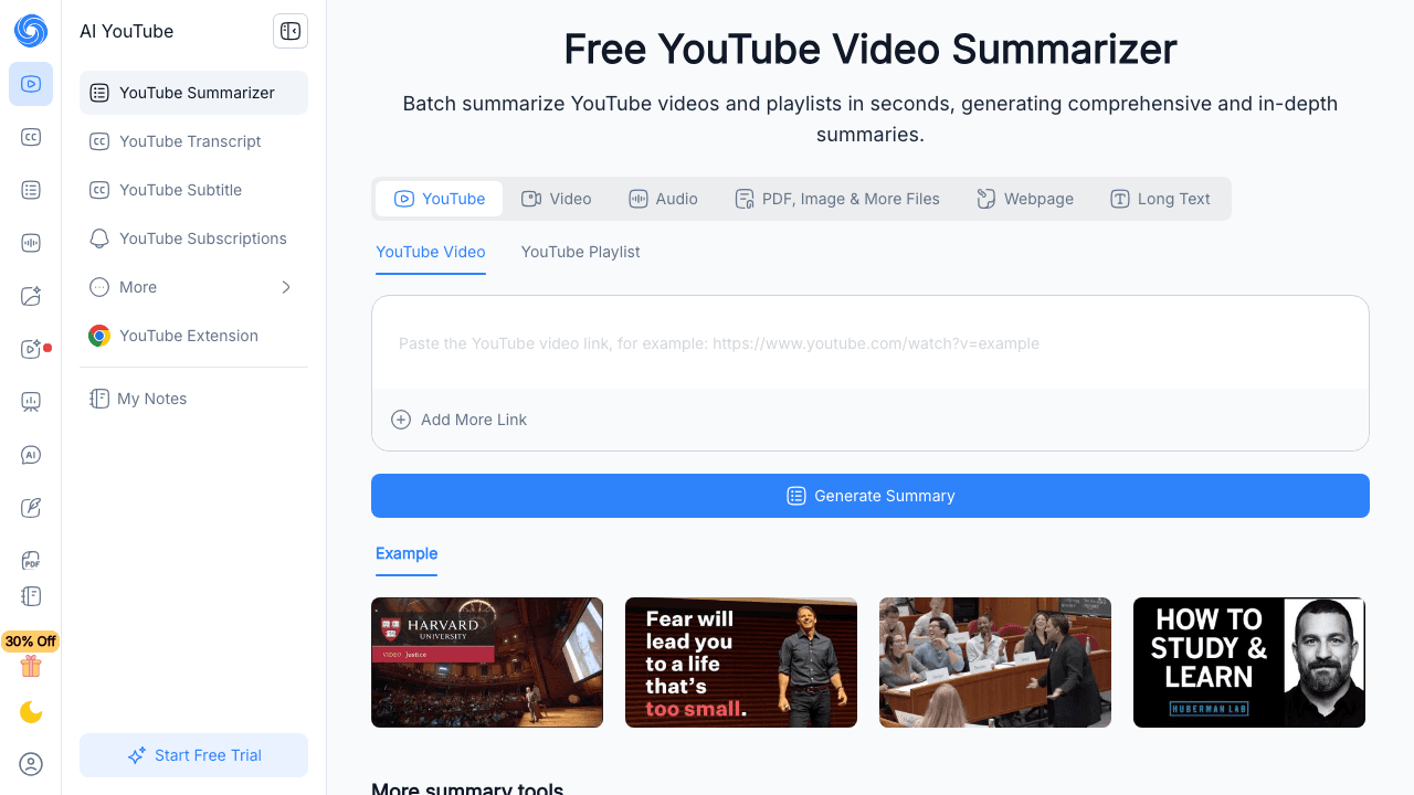 NoteGPT free YouTube summarizer