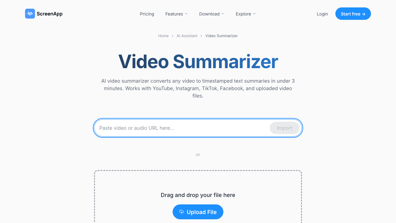 ScreenApp video summarizer