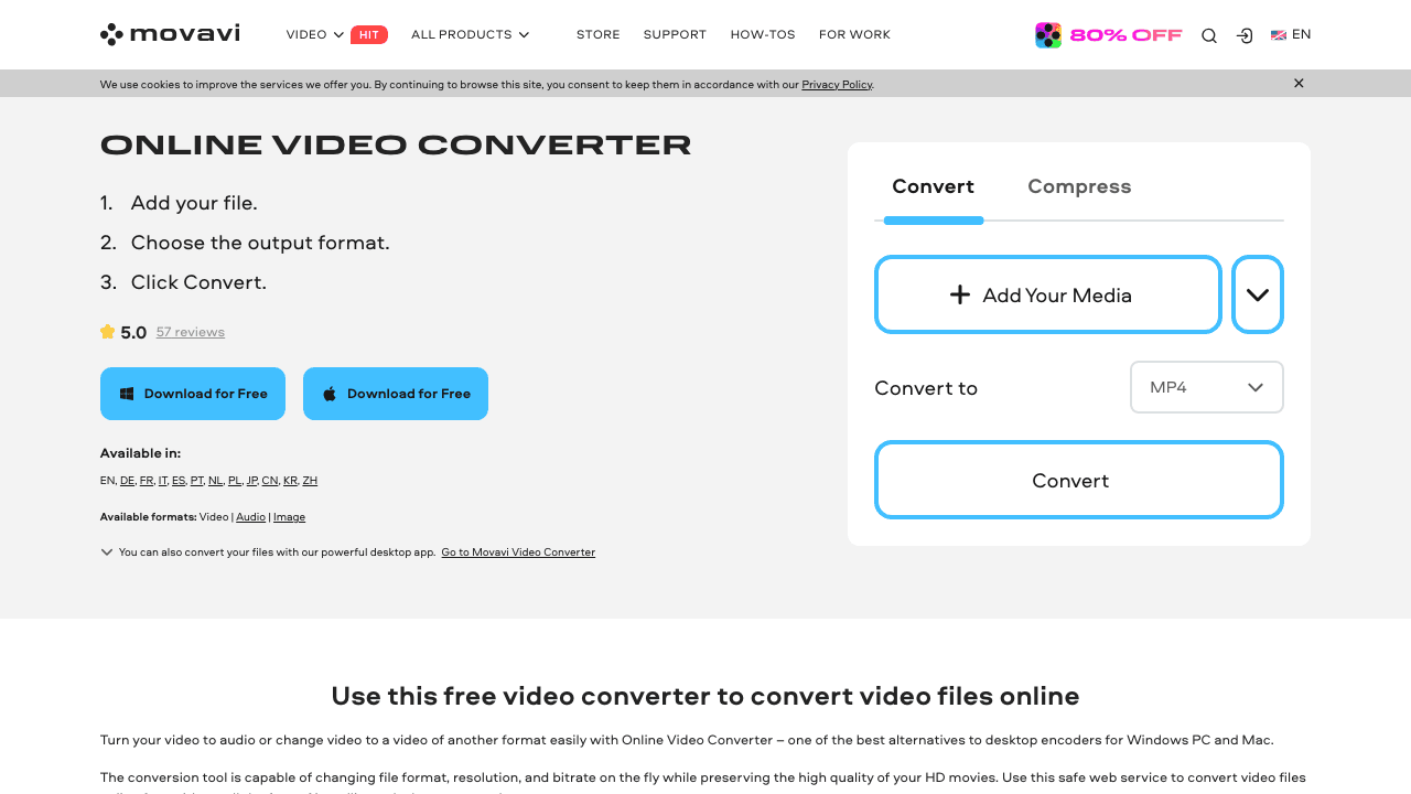 Movavi online video converter