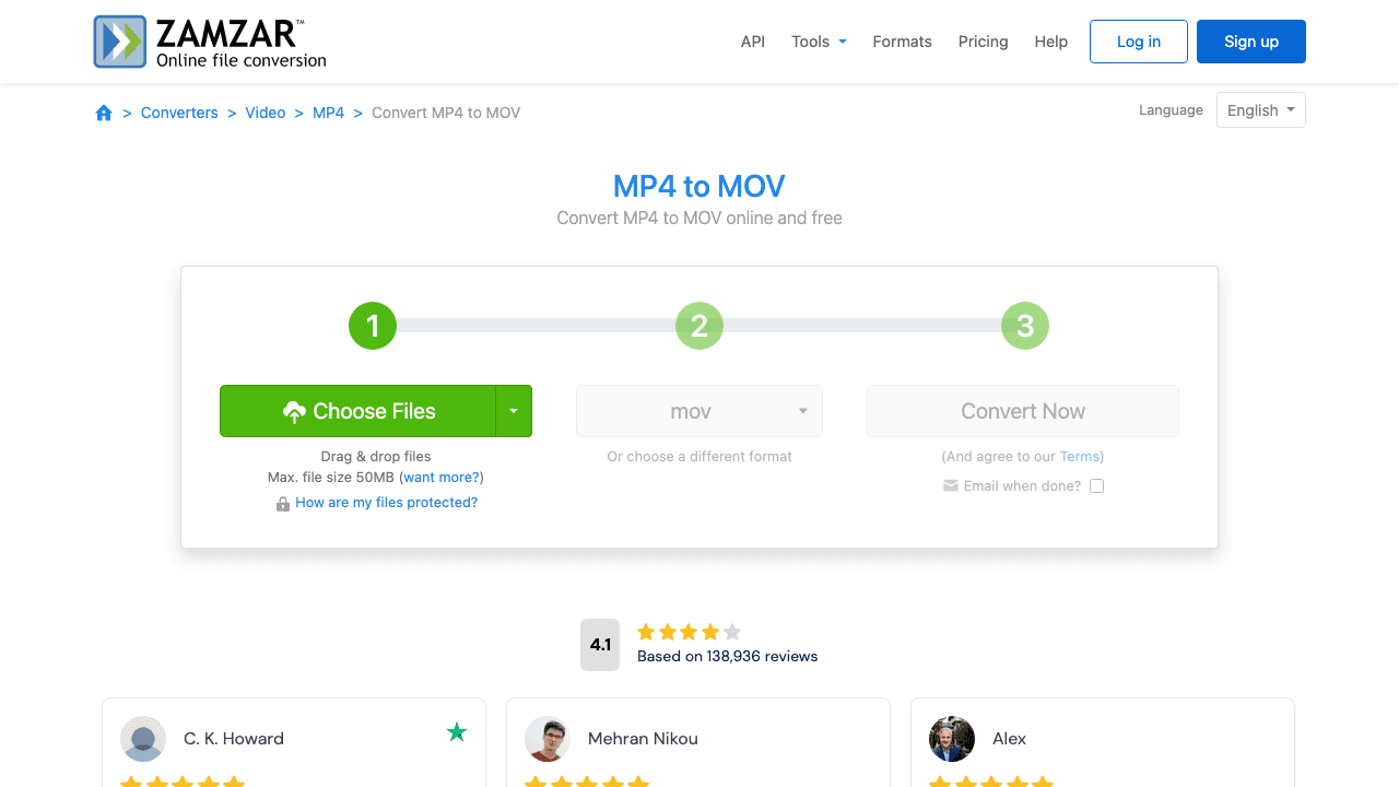Zamzar video converter